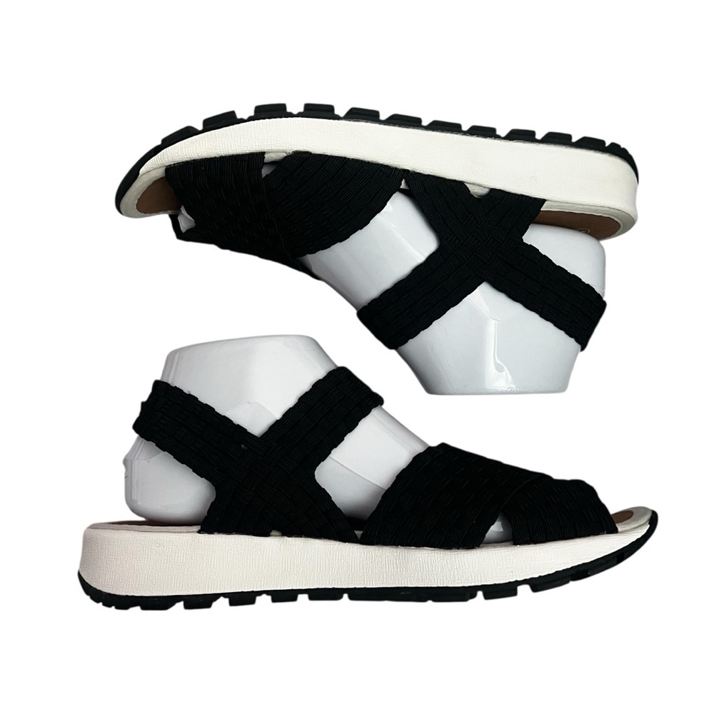 Bernie Mev Woven Open Toe Strappy Comfort Sandals 9 Black Everyday Travel Casual